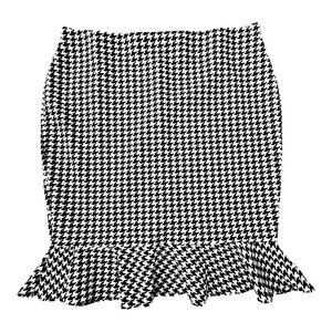 New York Clothing Co Womens Houndstooth Ruffle Hem Pull On Skirt Size XL NYCC